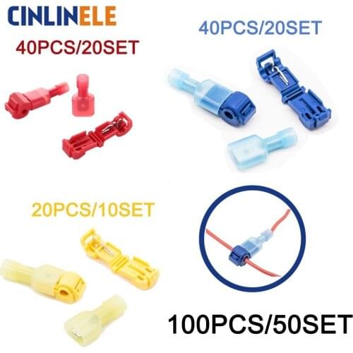 Free Shipping 100PCS/50Set Scotch Lock Quick Splice Wire Connectors Cable Terminals Crimp Electrical Car AC/DC 300V 10A Wire Set