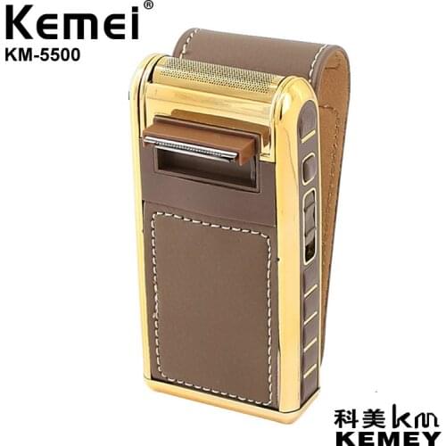 Kemei KM-5500 Reciprocating Leather Shell Electric Shaver Portable Trimmer Rechargeable Mens Cleansing Electric Shaving Razor