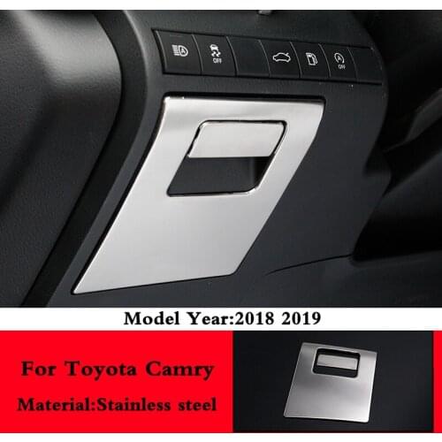 For Toyota Camry 2018 2019 2020 70 V70 Xv70 Car Driver Side Storage Box Switch Panel Stainless Steel Accessories 2pcs