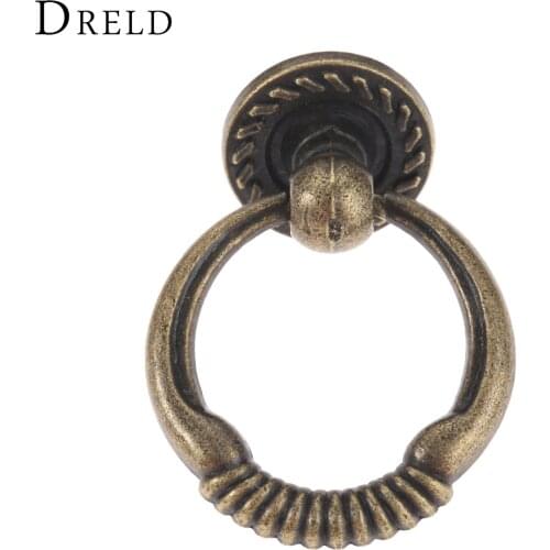 DRELD 1Pc Vintage Cabinet Knobs and Handles Furniture Knobs Kitchen Drawer Cupboard Ring Pull Handles Furniture Fittings 43*37mm