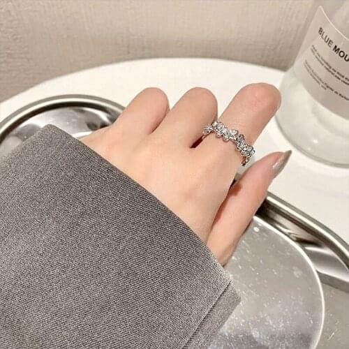 Elegant Crystal Butterfly Rings Women Girls Adjustable Opening Finger Ring Shiny Butterfly Wedding Ring Korean Fashion Jewelry
