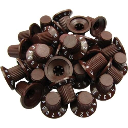 FLEOR 24PCS Skirt Style Guitar Amplifier Knobs Potentiometer Control Knobs Caps Brown