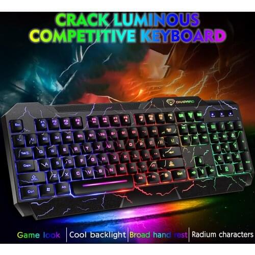 GK-60 Wired Keyboard Color Crack Breathing Backlit 104-Key Gaming Keyboard Wired Gaming Keyboard For Game Laptop PC Russian US