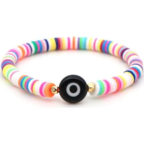 Go2Boho Boho Jewelry Lucky Turkish Evil Eye Bracelets For Women Greek Eye Bangles Heishi Disc Beads Clay Bracelet Free shipping