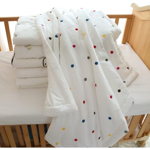 Muslin Cotton Baby Bed Quilt Rainbow Star Embroidery Kids Cot Crib Quilts For Babies Bedding Comforter Duvet Bedspread