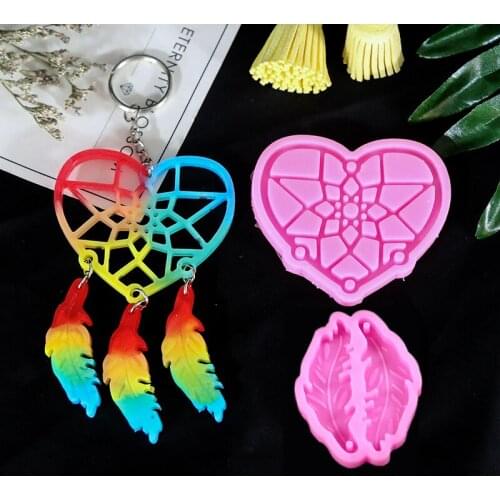 Pendant Pendant Love Heart Five-pointed star moon silicone Mold Set Mirror Crystal Epoxy Earrings Jewelry Silica gel mould