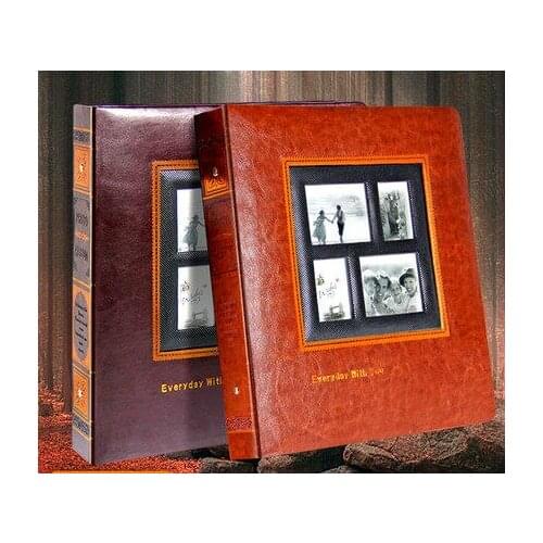 Leather photo album album inserted retro style 6 inch family album book 5678 large capacity mixed album Can be used as a gift