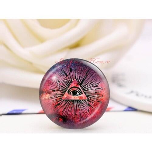 Handmade Round Triangular eye photo glass Cabochons, Jewelry Finding Cameo Pendant Settings, (F697-1655)