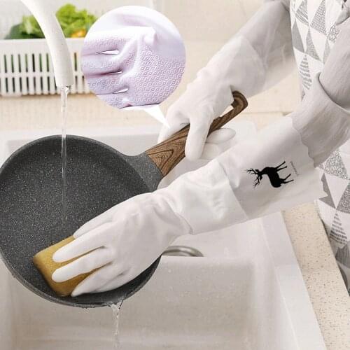 Kitchen Gloves Wash Dishes 2020 White Silicone Dish Washing Gloves PVC Magic Cleaning Dishwashing Gloves Cleaning Gloves