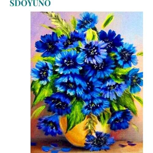 SDOYUNO Acrylic Paint By Numbers Kits Flowers DIY 60x75cm Oil Painting By Numbers On Canvas Frameless Handpaint Home Decor