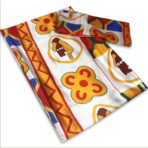 Nigeria Ghana Organza Satin Silk Fabric Print Ankara African Wax 4 yards +2 yards Silk chiffon for Dress 1-14