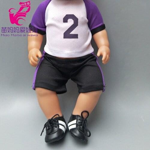 18 inch Doll clothes Purple color Sportwear set for 43cm Baby new Born dolls shirt and pants
