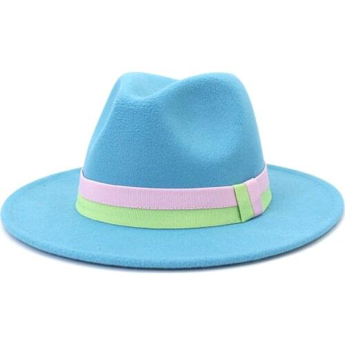 2021 wholesale fedora hat colorful rope accessories colorful western stage performance jazz hat top hat кепка мужская
