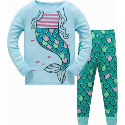 1-7Years Autumn Winter Long sleeve Toddler Kids Baby Boy Girls Mermaid Pajamas Pjs Sleepwear Pants Outfits Set grinch pajamas M5
