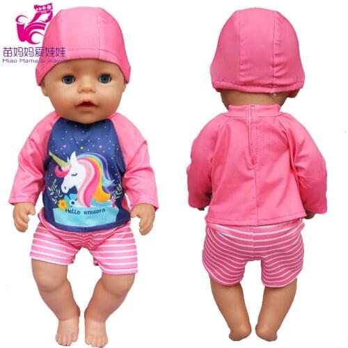 Unicorn Pajama Set Swimsuit Doll Clothes Fit for 43cm Born Baby Doll Clothes American Doll Coat Accessories