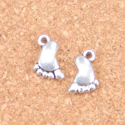 20pcs Charms double sided foot 14x10mm Antique Pendants,Vintage Tibetan Silver Jewelry,DIY for bracelet necklace