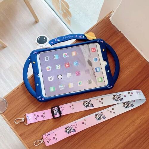 Shockproof cartoon tablet silicone case for ipad 10.2"inch 7/8 Gen space astronaut cover for ipad 9.7inch 2018 mini 3/4 Air kids