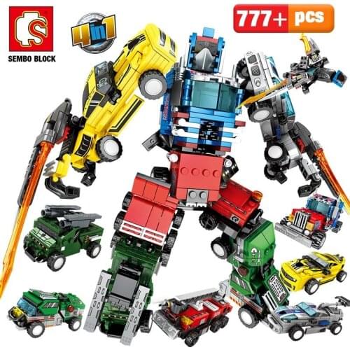 SEMBO City Transformation Robot Action Figure Bricks Military Tank Helicopter Electric Car Truck Building Blocks Kids Toys