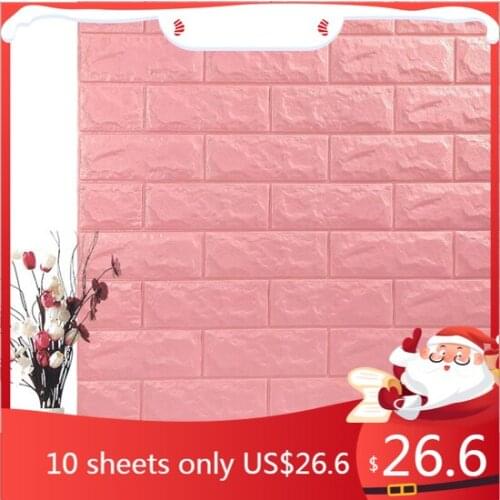 Self-adhesive 3D Stickers DIY Foam Wall Art Decals Living Room TV Safa Background Wallpaper Waterproof Wood Pattern Wall Sticker