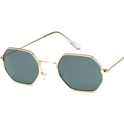 Women Sunglases Hexagon Sun glasses 2021 NEW Men Metal Frame Fishing Glasses Gold tea Eyewear lentes de sol hombre okulary UV400