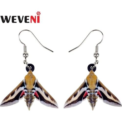 WEVENI Acrylic Dark Brown Moth Insect Earrings New Long Dangle Drop Fashion Animal Jewelry For Women Girls 2018 Dropship Charms