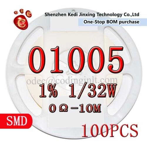 01005 SMD resistor 1% 1/32W Chip 100pcs/lot 0R~10M 10R 220R 330R 1K 1.5K 2.2K 3.3K 10K 22K 47K 100K 100K 220K 2K2 3K3 4K7 ohm