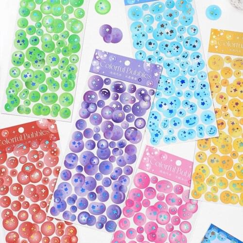 1Pcs/set Bubble Soda Series Hot Stamping Pet Sticker Diy Diary Decor Journal Cute Decoration Materials 6 Models