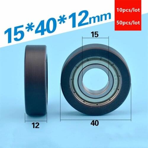 10pcs/50pcs 15*40*12mm flat roller 6002ZZ 6002 bearing POM plastic coated pulley door guide wheel 15x40x12