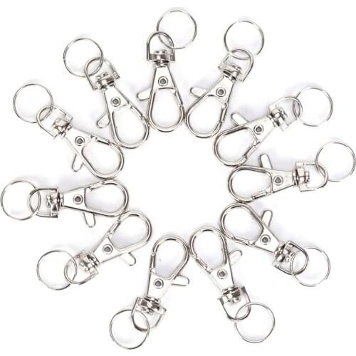 100PCS Metal Carabiner Clip Swivel Trigger Dog Buckles Sewing Acc KeyRing KeyHooks Retaining Ring DIY Craft Lobster Clasps