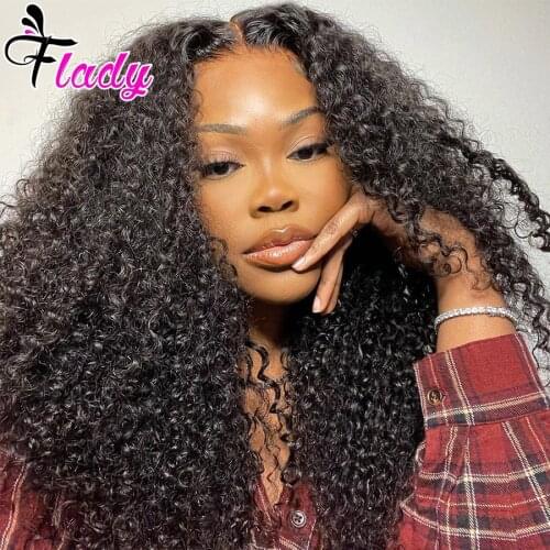 13x6 HD Transparent Lace Front Human Hair Wigs For Women PrePlucked Peruvian Kinky Curly Lace Frontal Human Hair Wig Remy Hair