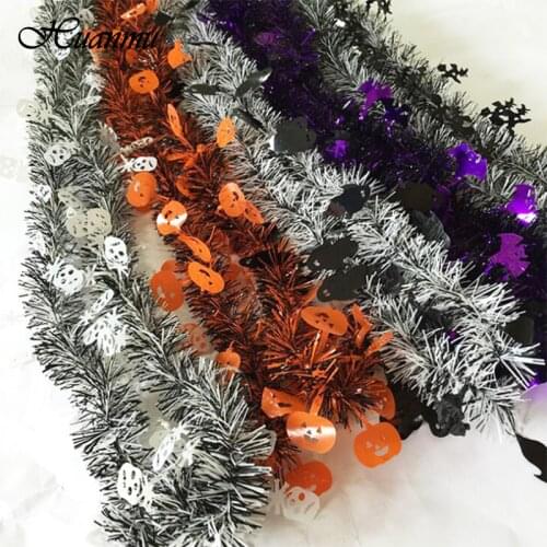 200cm Colorful Halloween Decoration Bar Tops Ribbon Garland Ghost Witch Pumpkin Shape Ornaments Cane Tinsel Party Supplies Hot