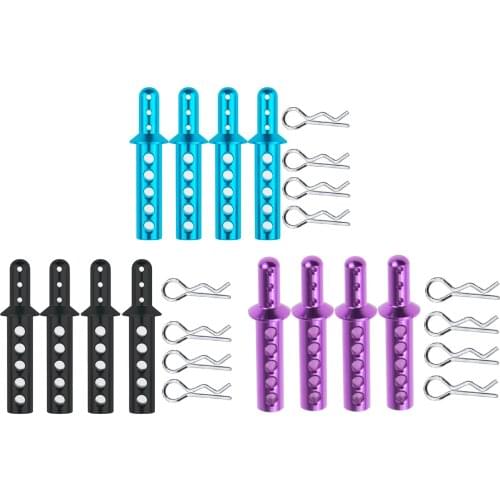 4Pcs Alloy Body Post Mounts RC Car Shell Body R-Clip for Monster Buggy Crawler Racing 1/8 1/10 Scale RC Model Car
