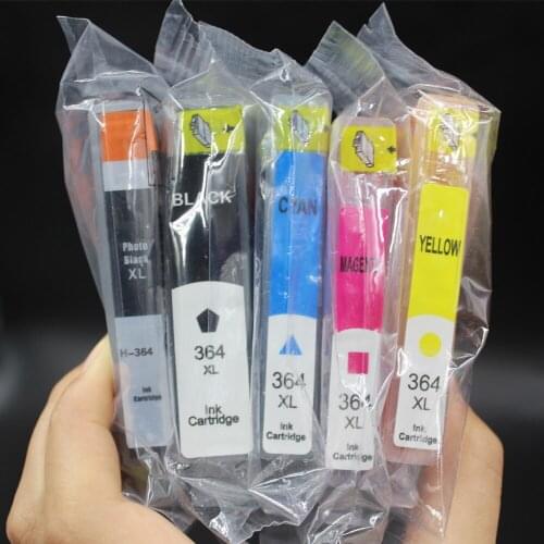 UP 5PCS ink cartridge compatible for HP 564XL/364 XL /178XL for 862XL B8550 B8553 C6300 C6380 C5300 D5460 D5463 D7560 no chip