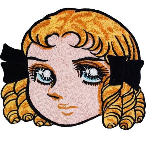 5pieces Fashion Beauty Girl Head Back Patches Embroidery Applique for Brand Badges Clothes Decorated Sewing Supplies TH1220