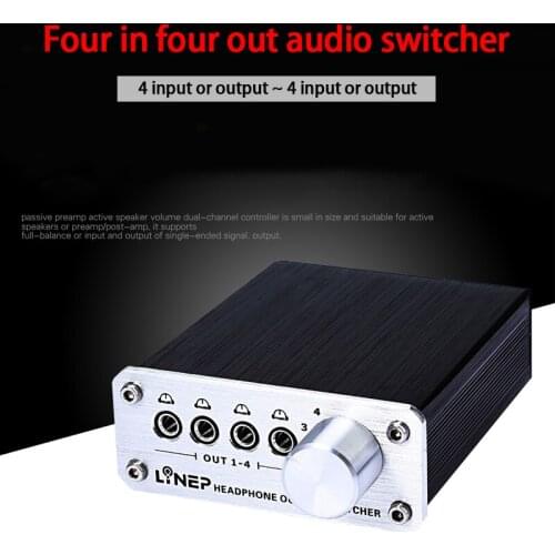 KYYSLB All Aluminum Shell Four-in and Four-out Audio Switcher MP3 Switcher Audio Switcher Headphone Switcher