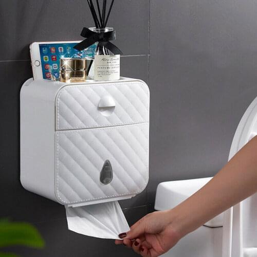 Free shipping Waterproof Wall Mount Toilet Paper Holder Shelf Toilet Paper Tray Roll Paper Tube Storage Box Creative Tray