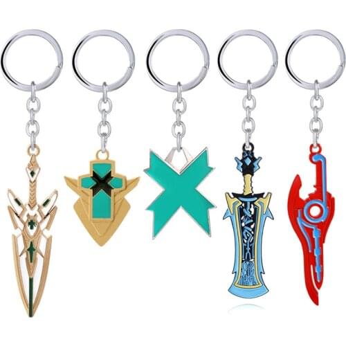 Game Anime Xenoblade Chronicles Shulk Momado Mythra Hikari Pyra Homura Sword Logo Alloy Keychain Keyring Key Chain Accessories