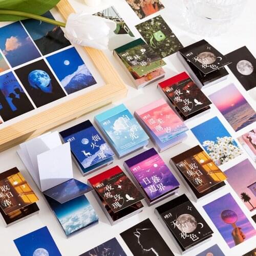 Yoofun 50 Sheets Natural Scenery Stickers Aesthetic Landscape Material Paper for Journal Scrapbooking Wall Decoration Stationery