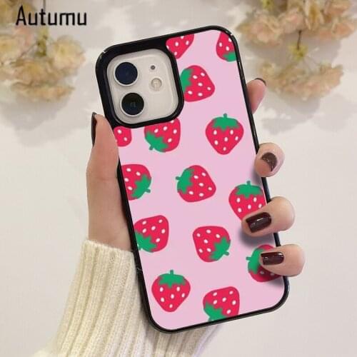 Phone Case for iPhone 12 mini X XS XR 11 Pro Max SE 2020 5 5s 6 6S 7 8 Plus Samsung Galaxy S8 S9 S10 S20 S21 Strawberry Cover