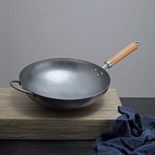Baby Wok New Design 100% Hand Hammering Chinese Iron Wok Traditional Round Bottom Pan Non-Stick High Quality Gas Cookware