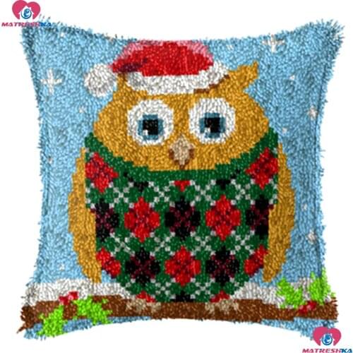 Diy Handicraft Embroidery Pillowcase Latch Hook Kits Pillow DIY 3d Printed canvas Unfinished Crocheting Yarn Cushion owl pattern