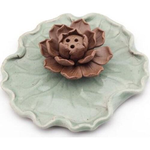 Ceramic Crafts Stick Incense Plate Dish Lotus Aroma Burner Handmade Incense Holder for Office Living Room Home Decor