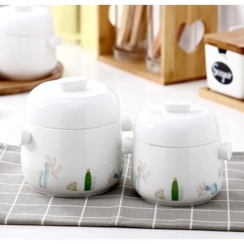 Ceramic Nest Dessert Slow Cooker Soup Stew Pot with Double Lids cutlery Tureen Kitchen Soup dessert steamed egg cup tableware