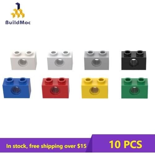 10pcs MOC 3700 Brick 1x2 with Hol Compatible Assembles ParticlesFor Building Blocks Parts DIY Educational gift Toy