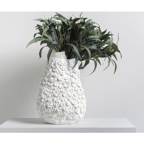 Creative Densely Packed Petal Texture Ceramic Vase Decor Home Living Room Office Hotel Desktop Flower Arrangement Art Ornaments