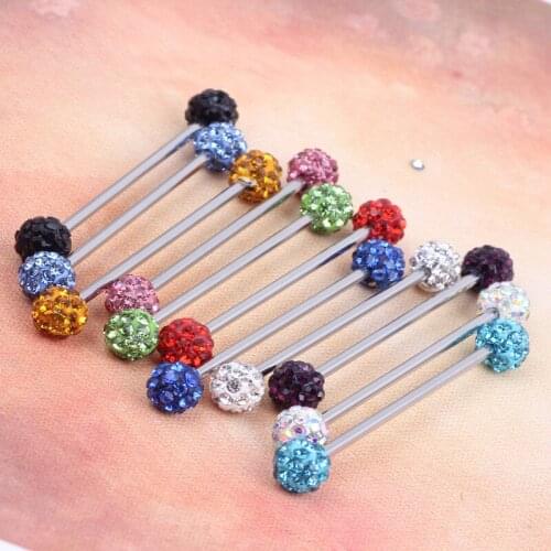 Lot30PCS 14gx38mm Long Industrial Ear Barbell Ear Cartilage Industrial Scaffold body jewelry piercing barbell ear