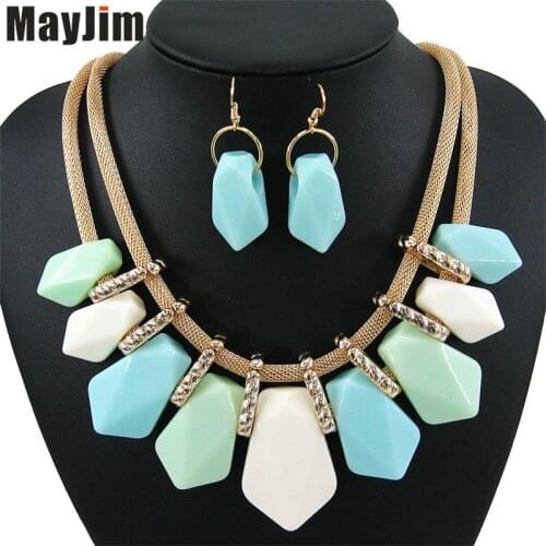 MayJim 2021 Statement Cheap Fashion Jewelry Sets Double Chain geometry Pendant Vintage Chokers Dubai Wedding Bijoux