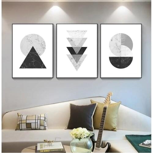 Minimalist Style Marble Geometric Pattern Abstract Decorative Canvas Painting Wall Art Poster Print Wall Pictures Home Decor