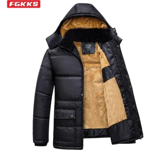 FGKKS Winter Parka Men Windbreak Plus Velvet Thick Warm Windproof Fur Coats Male Hooded Anorak Jackets Mens Winter Parkas
