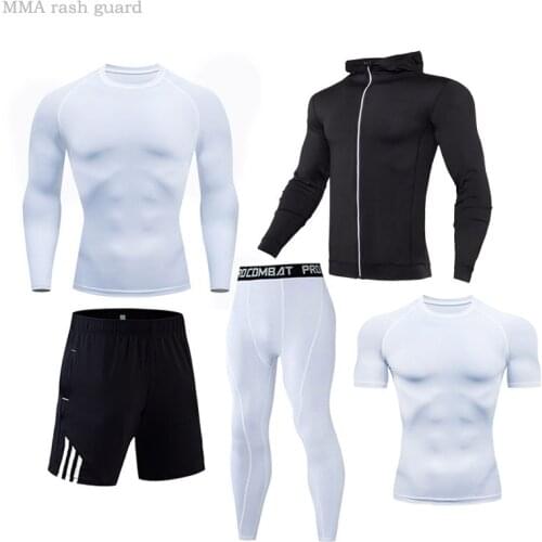 Men Thermal Set Compression Sport Suit MMA Sweat Suit Men Gym Running Top Leggings Quick-drying Sports Suits for Workout Men 4XL